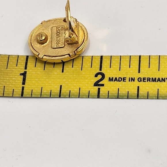 Prevost Roman Art Gold Tone Oval Clip On Earrings Latin Love Conquers All - Picture 6 of 6